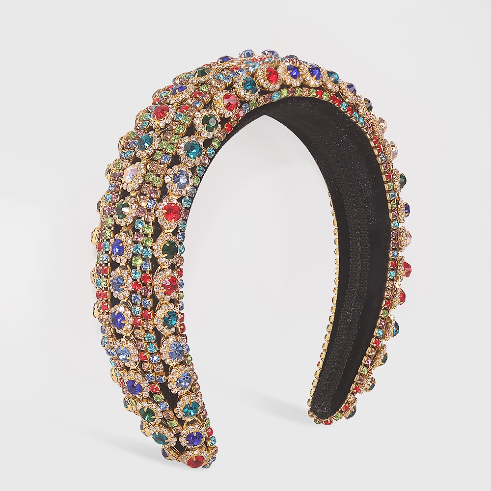 Full Crystal Luxury Rhinestones Headbands For Womens Headdress Sparkly Padded Diamond Jeweled