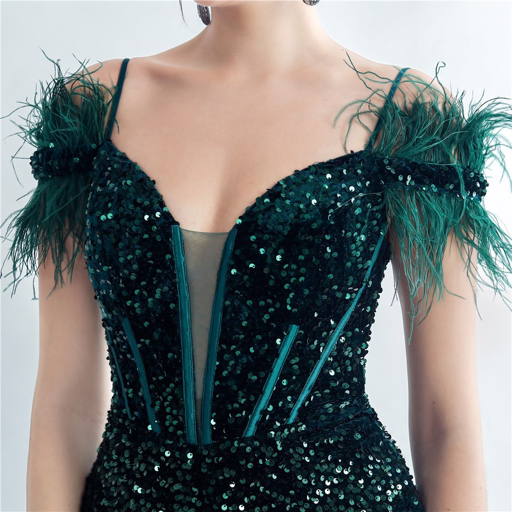 Exclusive mermaid evening dress with sequins and ostrich feathers-18.webp