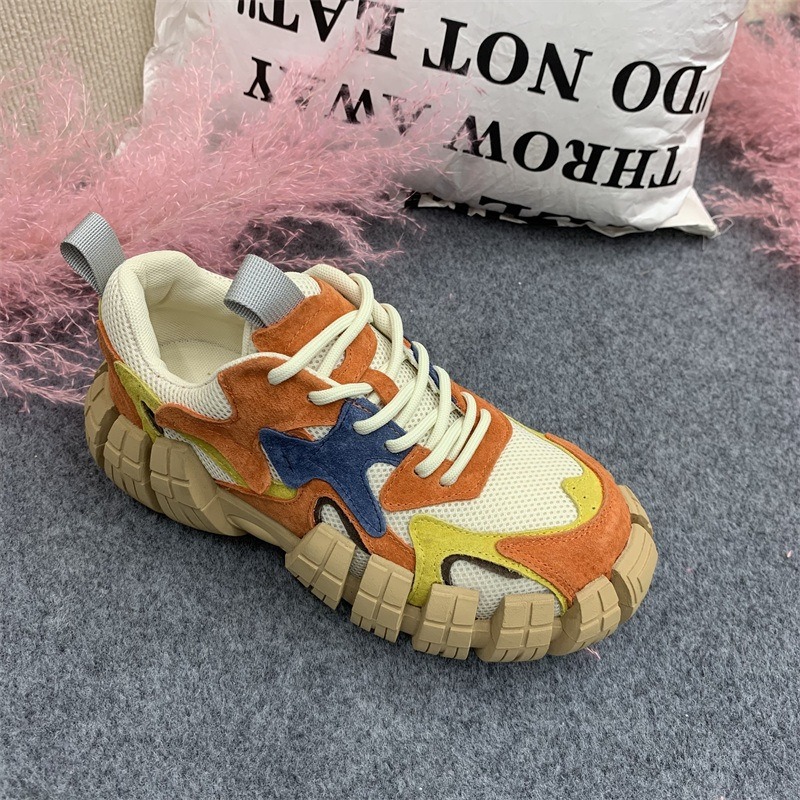 Adult Colored Tire Tank Casual Shoes Unisex Ugly Cute Thick Sole Mesh Shoes Women Men Non-Slip
