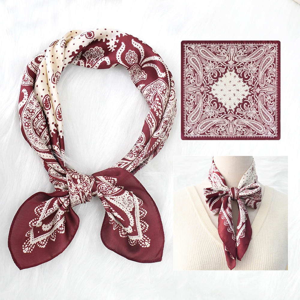 Burgundy paisley scarf with contrasting framed border