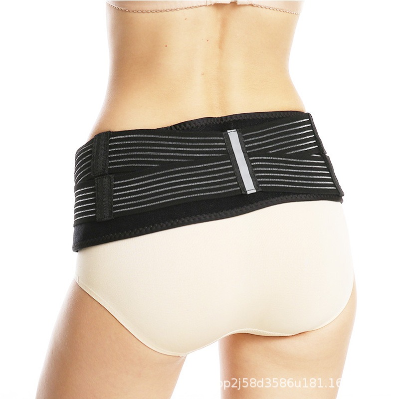 Pelvic girdle packaging with product visible, highlighting professional medical aesthetic and colour options
