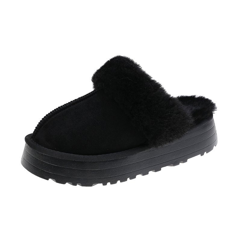 Snow boots, leather and fur integrated plush slippers, women's outerwear, flat bottomed, semi trailer, thick soled cotton shoes image 8