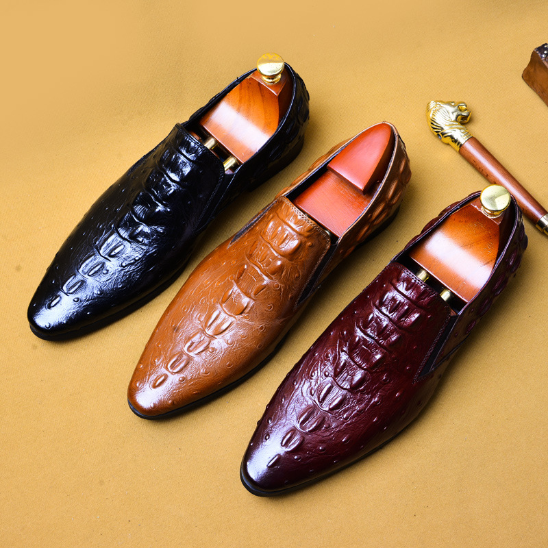 Men's Leather asual business breathable crocodile pattern trendy men's shoes image 5