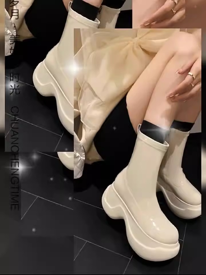 sock boots stretch wedge high heels boots woman thick platform ankle warm shoes autumn winter female