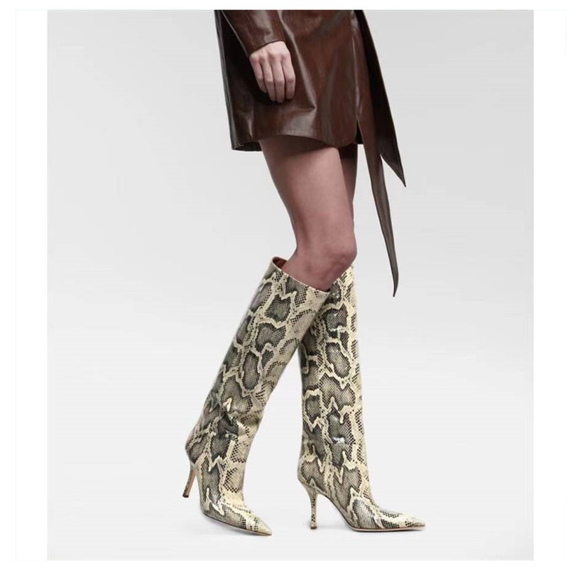 Knee High Boots For Women High Heels Femininas Slip-on Pointed Toe Women's Boots