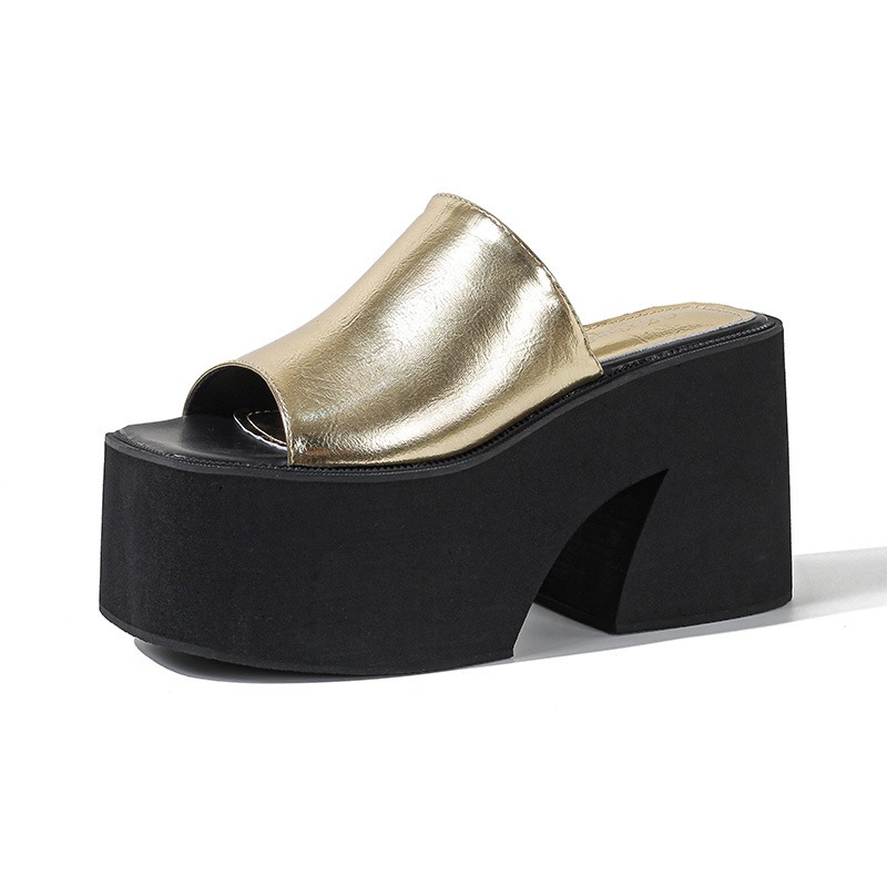 Square Toe Platform Slippers Sandals Street Style Summer Club High Heels Fashion Women Shoes
