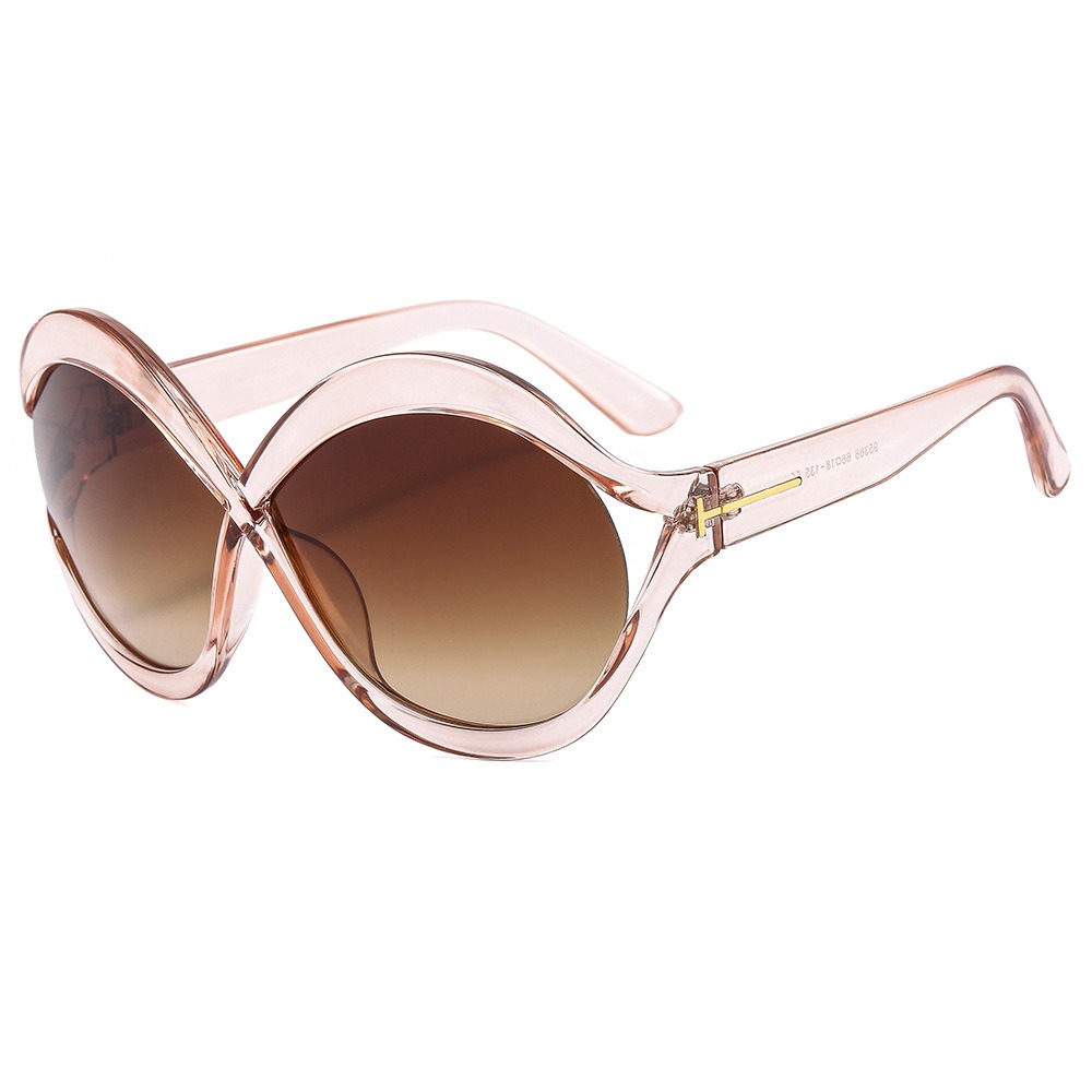 Translucent blush pink sunglasses with gradient tinted lenses