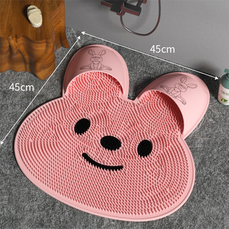 Silicone rabbit rub foot artifact bathroom anti-slip mat rub back massage pad rub bath wash feet to