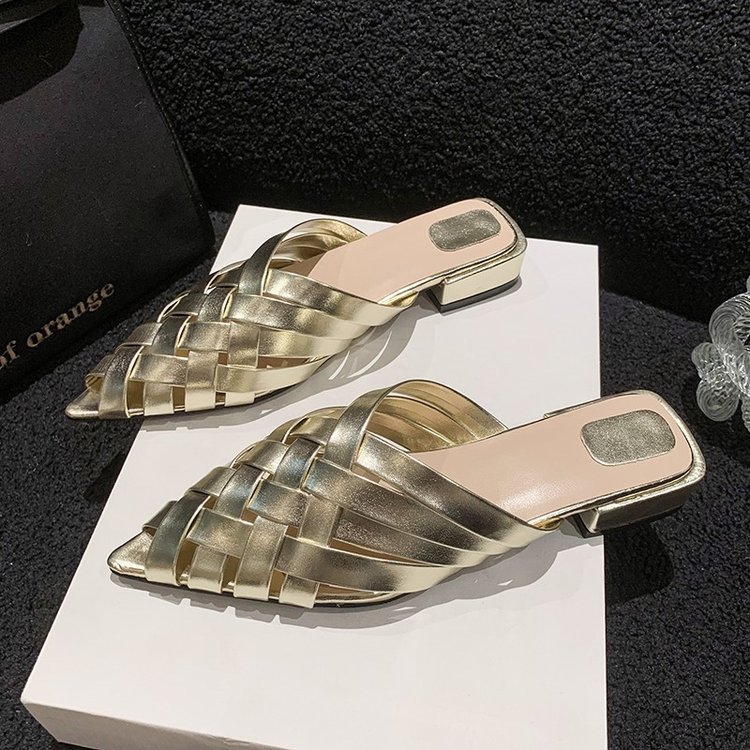 Spring Slip On Women Mules Slipper Pointed Toe Ladies Elegant Beach Sandal Casual Low Heel Slides image 3