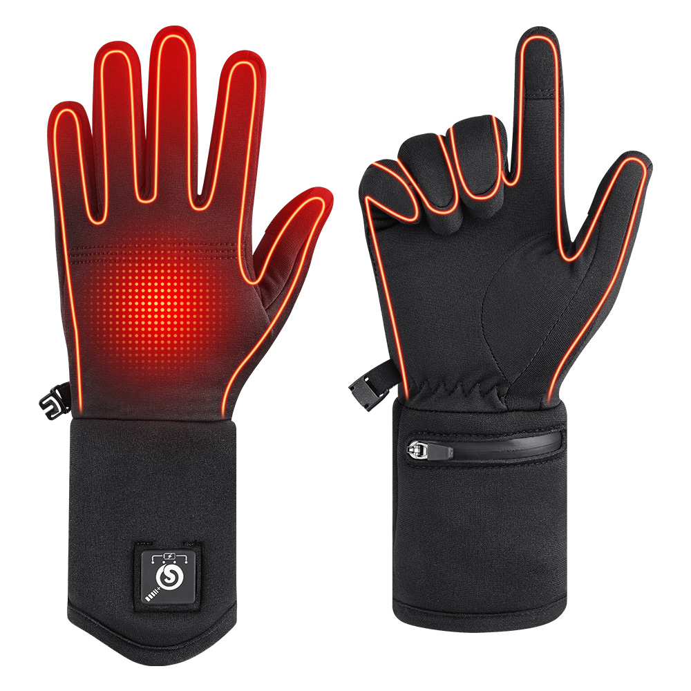 Winter Skiing Heated Gloves Outdoor Sports Touch Motorcycle Men Women Warm Windproof Hunting Black
