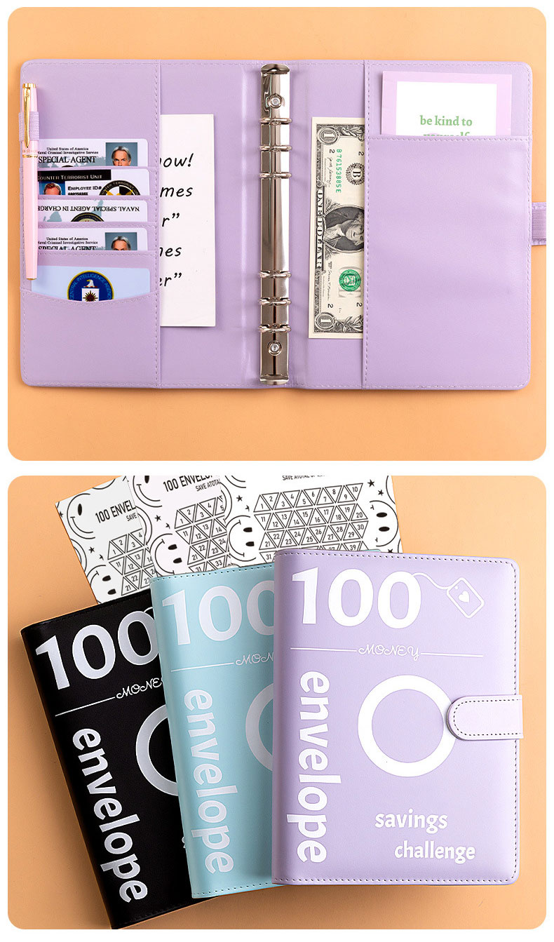 100 busta Challenge Binder coppie Save Together Challenge Event Notepad  quaderno a fogli mobili in pelle regali creativi nuovo - AliExpress