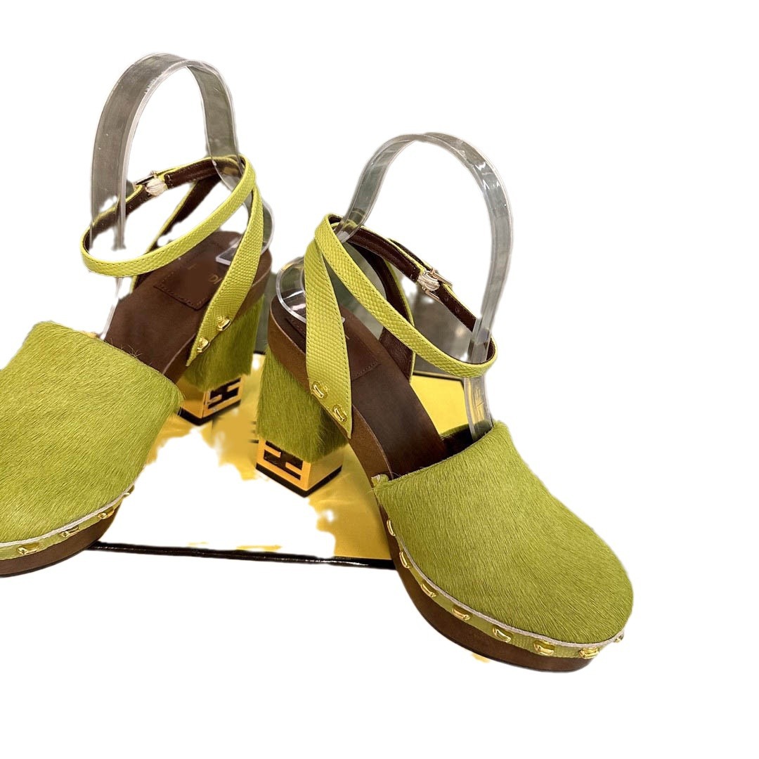 High Quality Round toe Chunky High Heel Sandals Women Platform Thick Sole Real Leather Rome Pumps