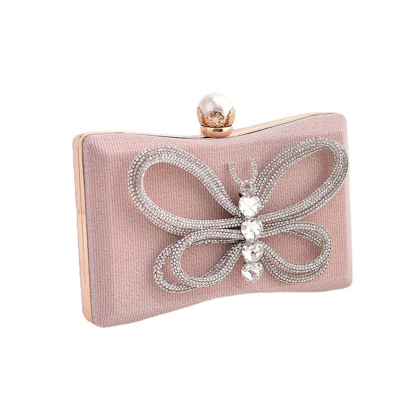 Cross border Hot Style Banquet Bag Versatile Temperament Dress Bowtie Evening Bag Handheld Oblique