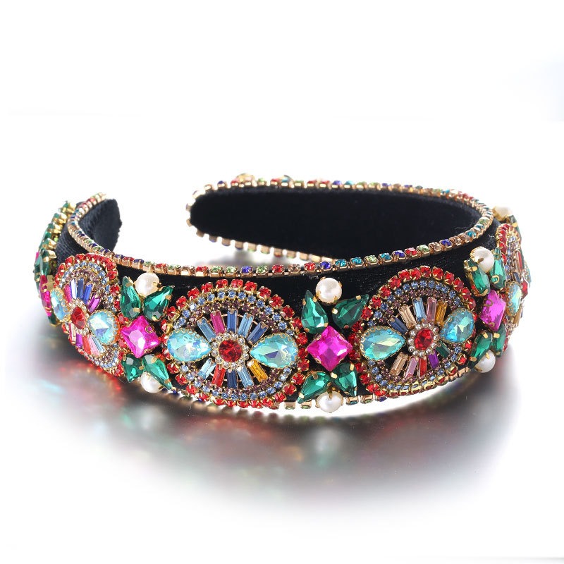 Colorful jewel headband with pink turquoise green stones