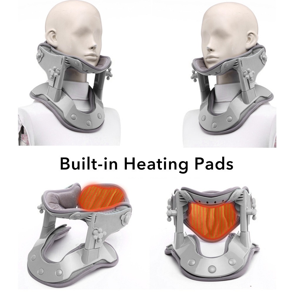 Multiple angles showing built-in heating pad technology with glowing orange thermal element visualization