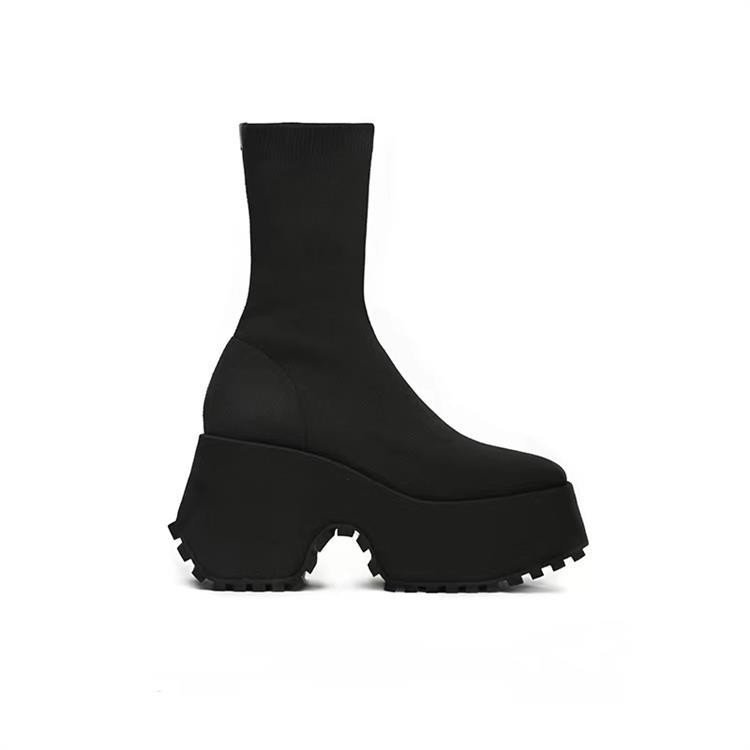 Brand Fashion Women’s Gothic Platform Ankle Boots New Chunky Heels Halloween Knee High Boots Punk