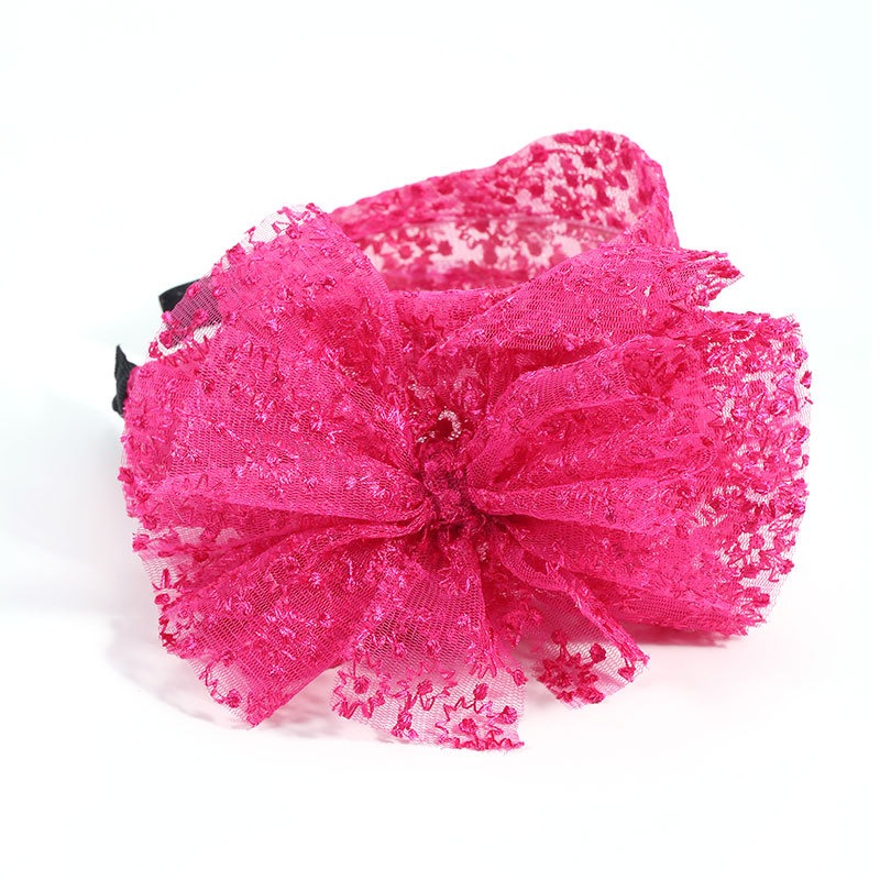 Hot pink wide base lace headband