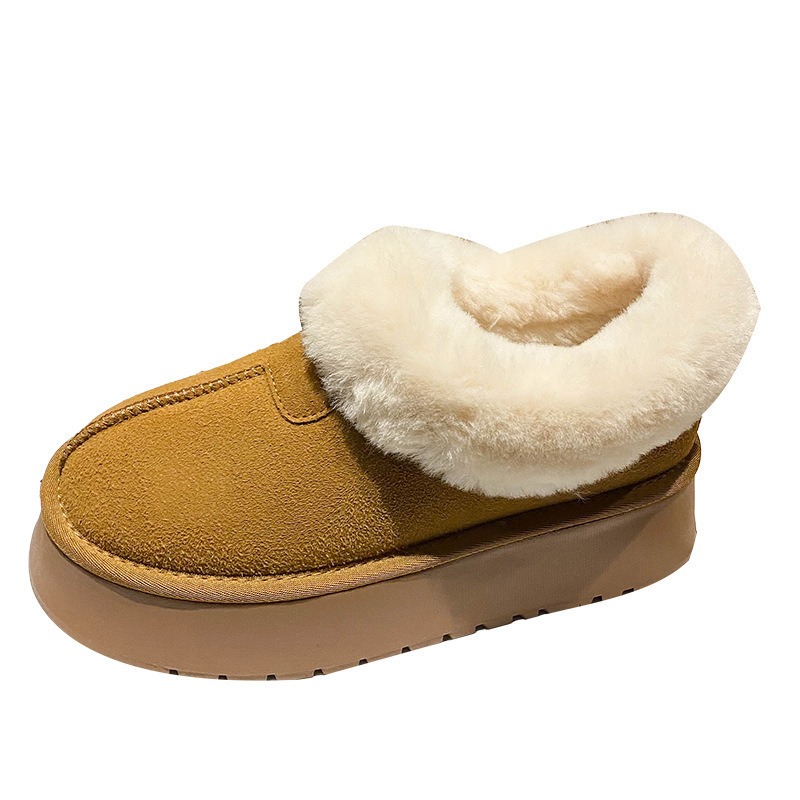 Thick soled versatile snow boots for women's warmth and height increase small cotton shoes