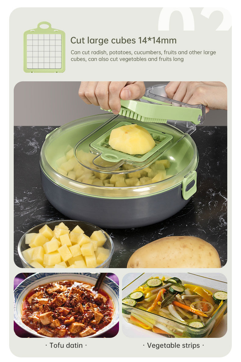 Multi-functional Vegetable Cutter Manual Roller Type Shredder Kitchen Cooking Tool Practical Vegetable Slicer, Size: 280, White