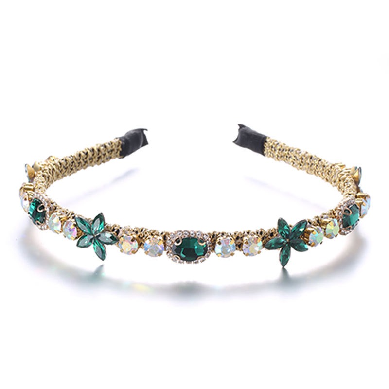 Crystal hair hoop detail showing finished protective ends