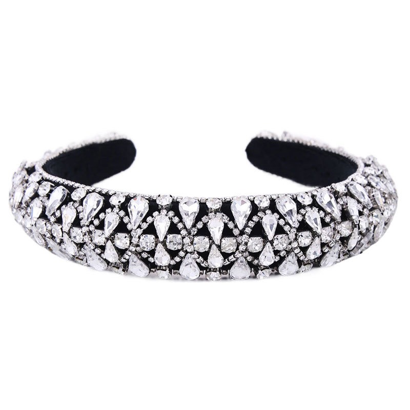 Crystal rhinestone headband with faceted teardrop details