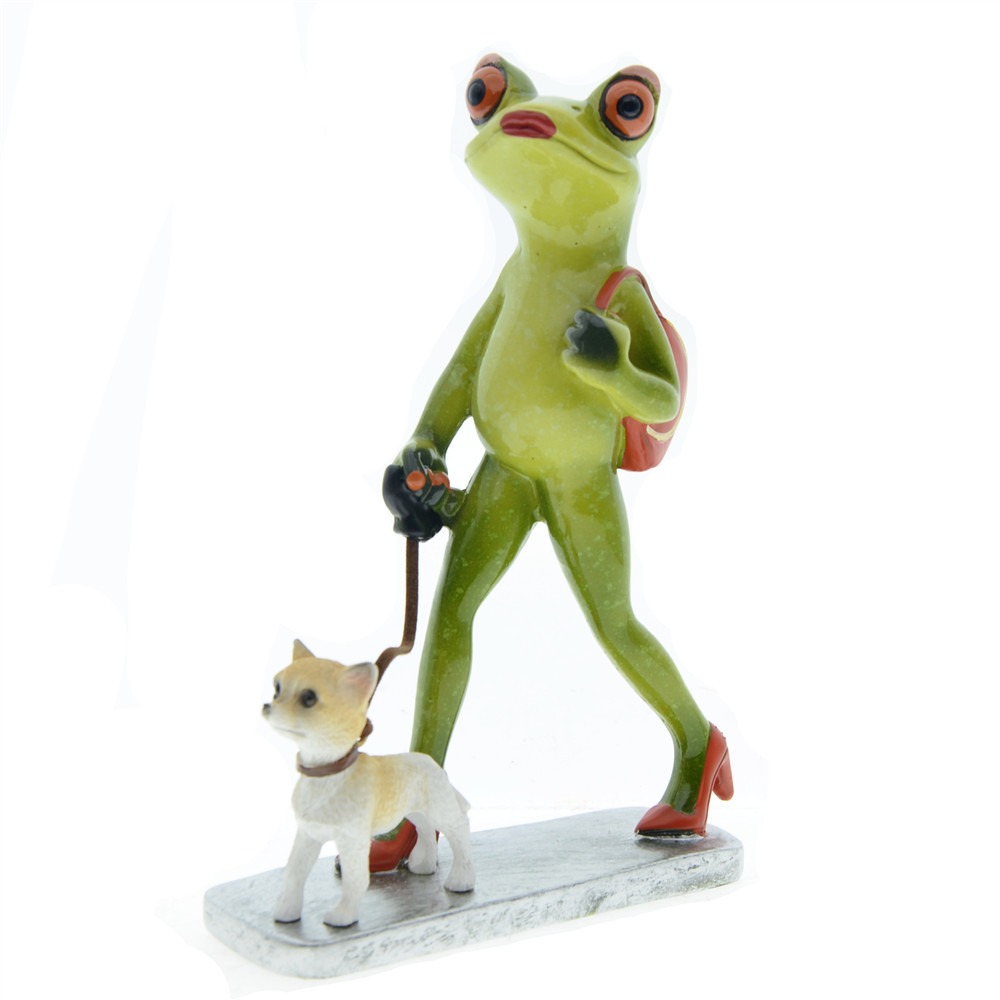Frog walking dog resin ornament dropshipping - EPROLO