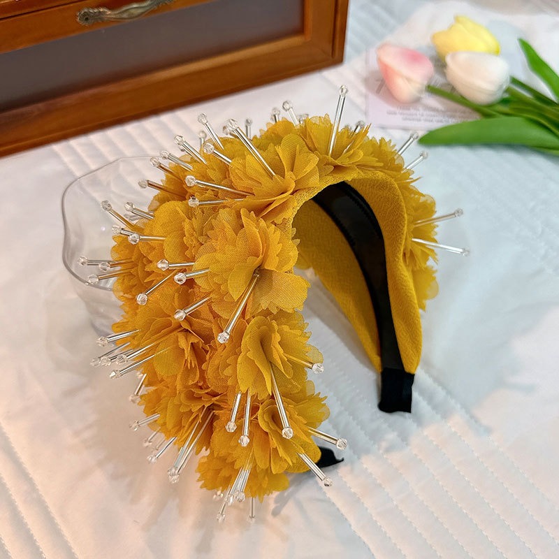 Floral headband underside with contrasting inner band