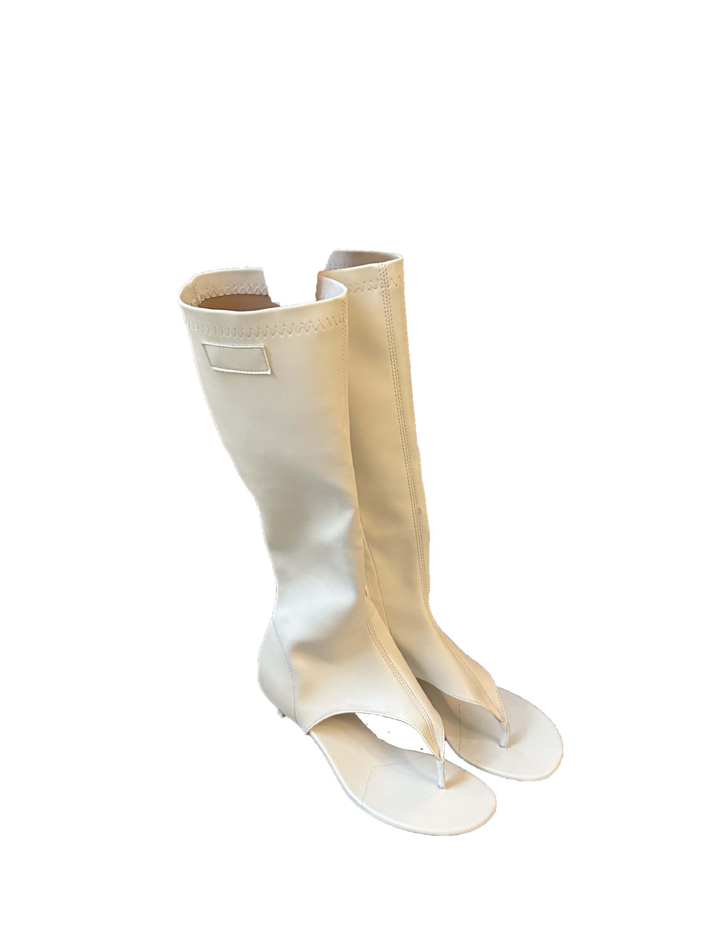 Designer Clip Toe Low Heels Knee High Boot Sandals Woman Fashion Zipper Back Strap Autumn Flip Flops