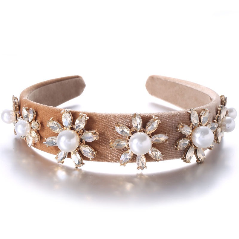 Champagne headband with faceted crystal flower petals