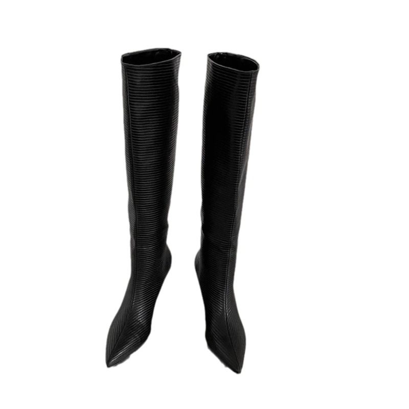 Eilyken Design Pointed Toe Women Knee-High Boots Designer Party Dress Street Long Booties Thin Low