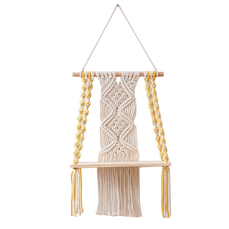 hand woven tapestry, cotton rope wall hanging Bohemian shelving, hotel homestay children's room
