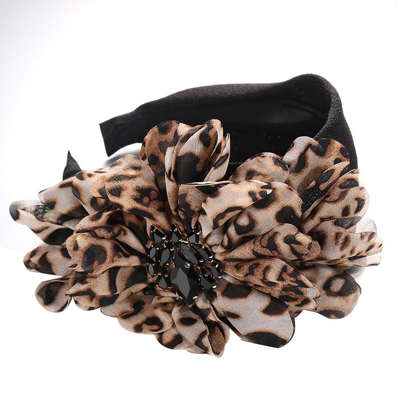 Black leopard flower headband with layered petals
