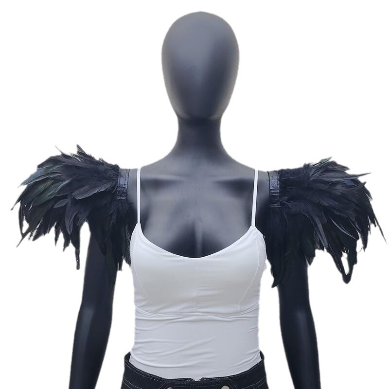 Gothic Style Extra Large Feather Shawl Performance Prom Badge Halloween Party Role Playing Costume