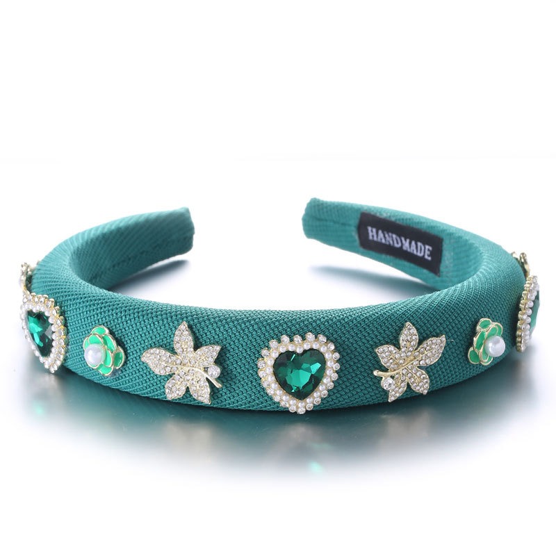 Teal hoop with pearls florals and jewel accents