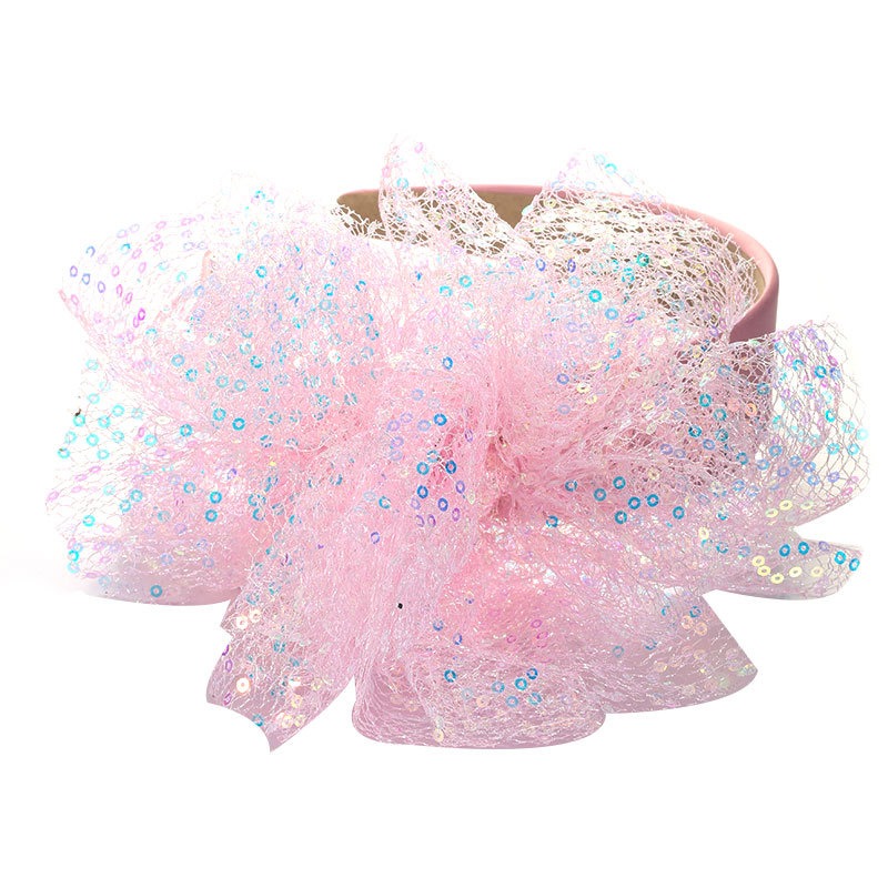 Layered translucent mesh flower with colorful sequins