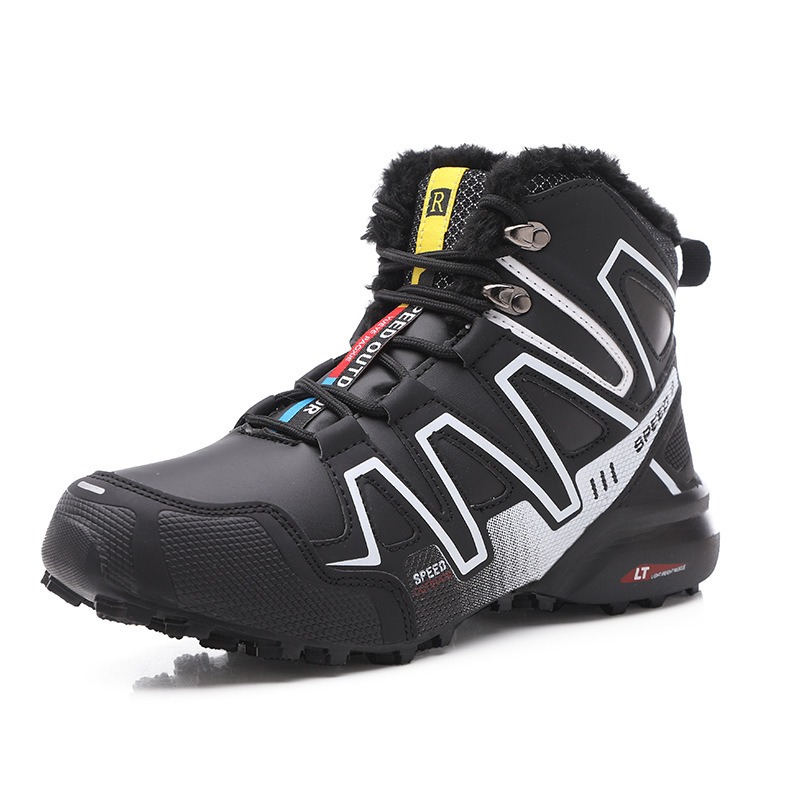 winter outdoor snow boots with high top and added wool for warmth, off-road anti slip and thickened