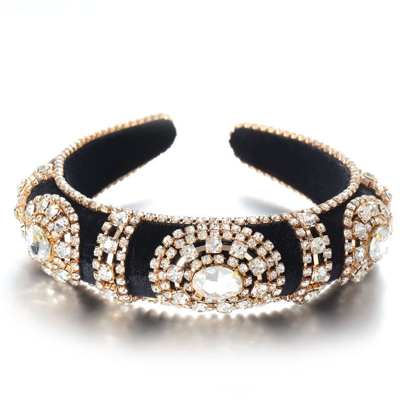 Gold and crystal velvet hoop for polished occasion hair