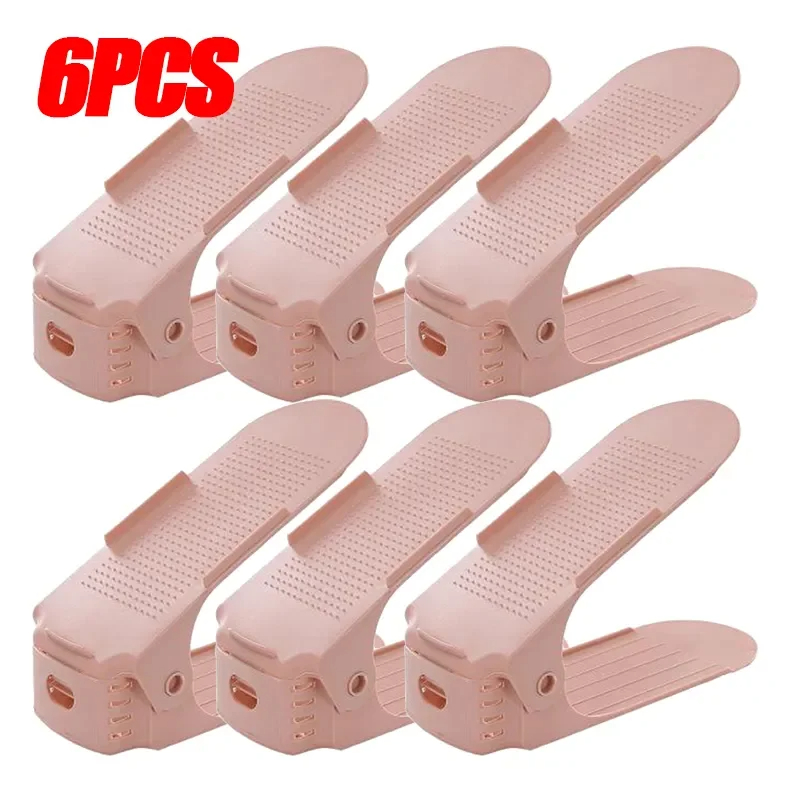 6PCS Ultra-high Quality Adjustable Shoe Rack Organizer Shoe Slot Space Saver Double-layer Shoe Rack Organization Shoes Storage
