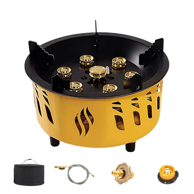 Camping Gas Burner 7-Core Strong Fire Power Portable Cassette Stove Carrying Bag Outdoor Camping