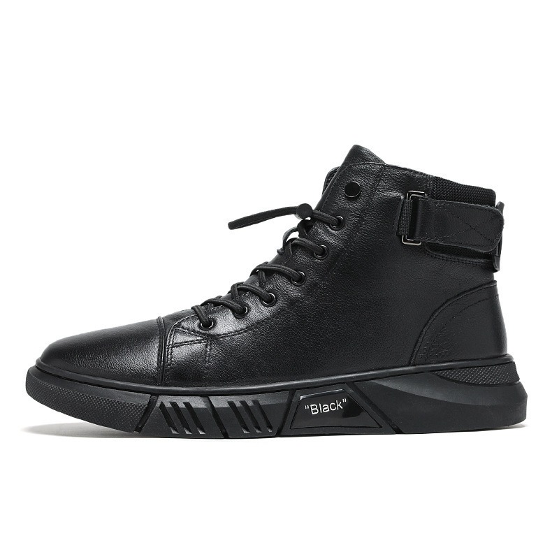 Men's shoes autumn and winter leather plush Martin boots casual men's running high rise sports shoes