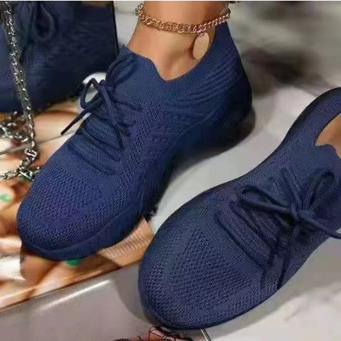 women's sneakers women's lace mesh thick sole flying woven shoes breathable