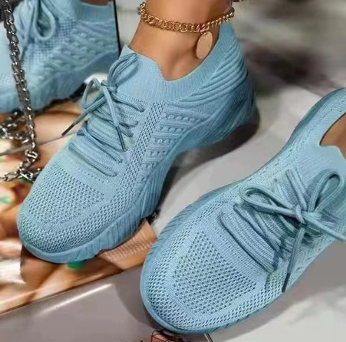 women's sneakers women's lace mesh thick sole flying woven shoes breathable
