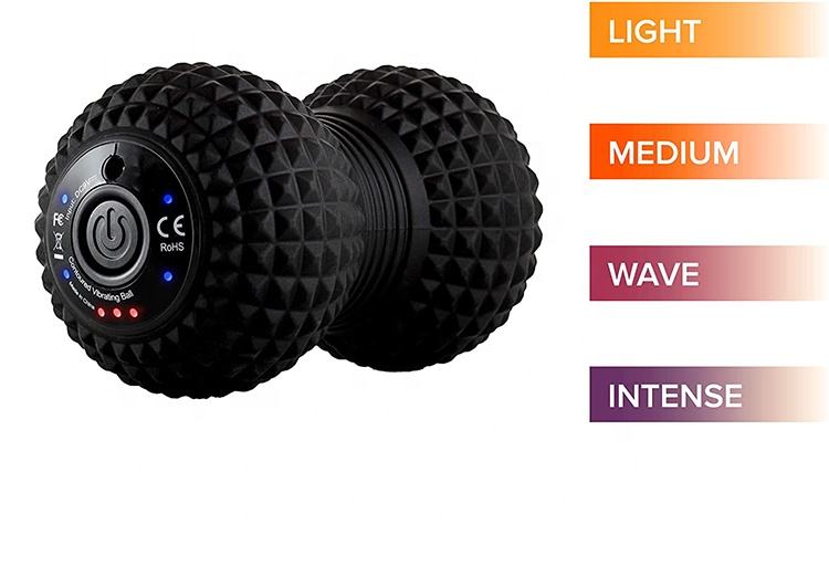Close‑up of smart LED control panel showing four vibration intensity modes—Light, Medium, Wave, Intense