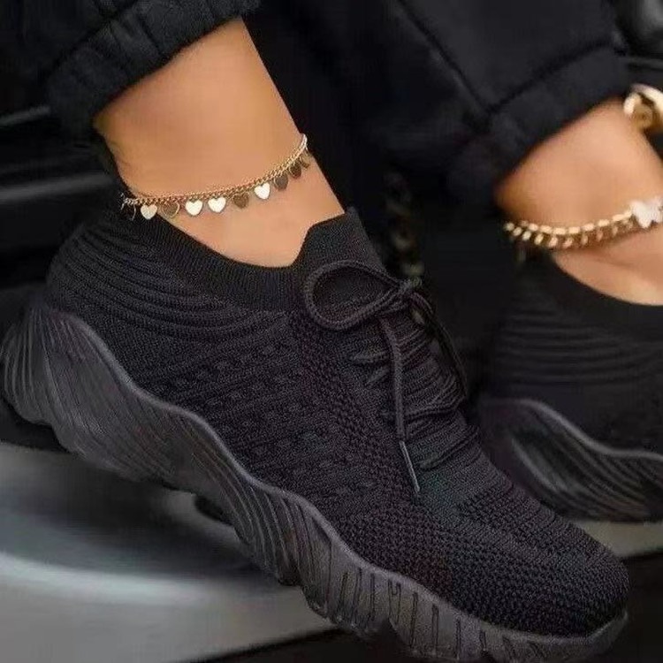 women's sneakers women's lace mesh thick sole flying woven shoes breathable image 6