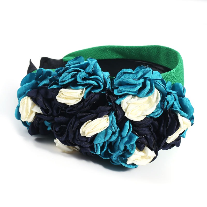 Cool-toned teal navy floral headband colorway