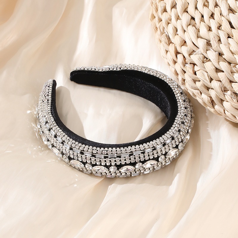 Layered silver rhinestone embellishment on padded headband