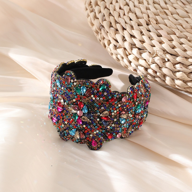 Colorful vintage-inspired headband styled as statement accessory