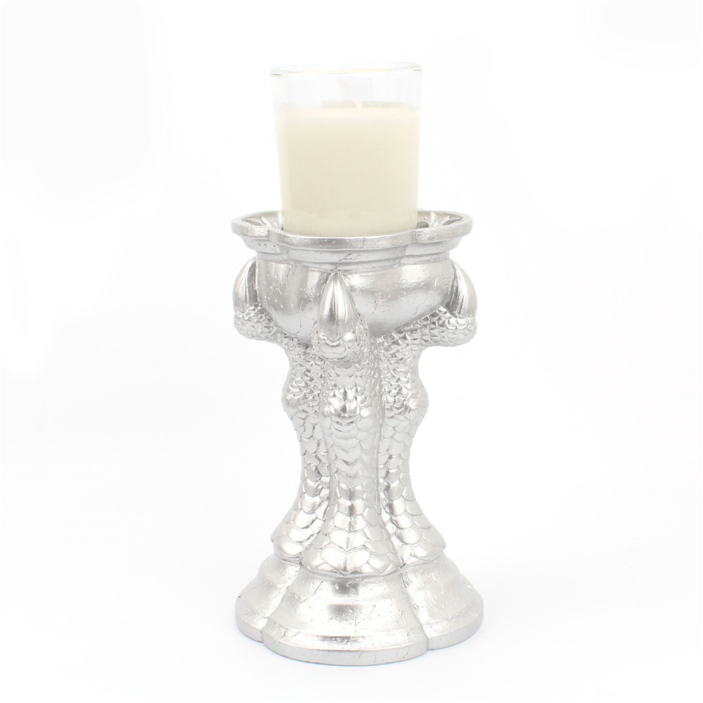 White Dragon Claw Candlestick Vintage Home Restaurant Desktop Candlestick Resin Decoration