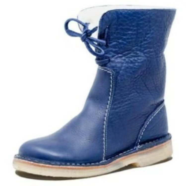 35-43 women's mid-tube snow boots low heel round head solid color sleeve cotton boots image 10
