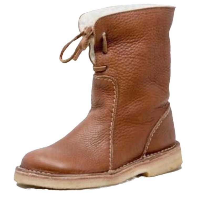 35-43 women's mid-tube snow boots low heel round head solid color sleeve cotton boots image 6